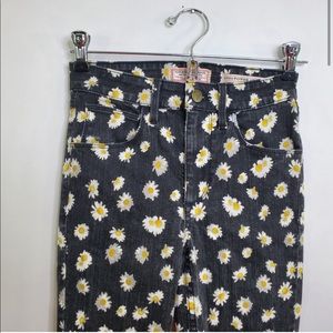 Guess 1981 Power Skinny Daisy Denim Size 27 Black Yellow White